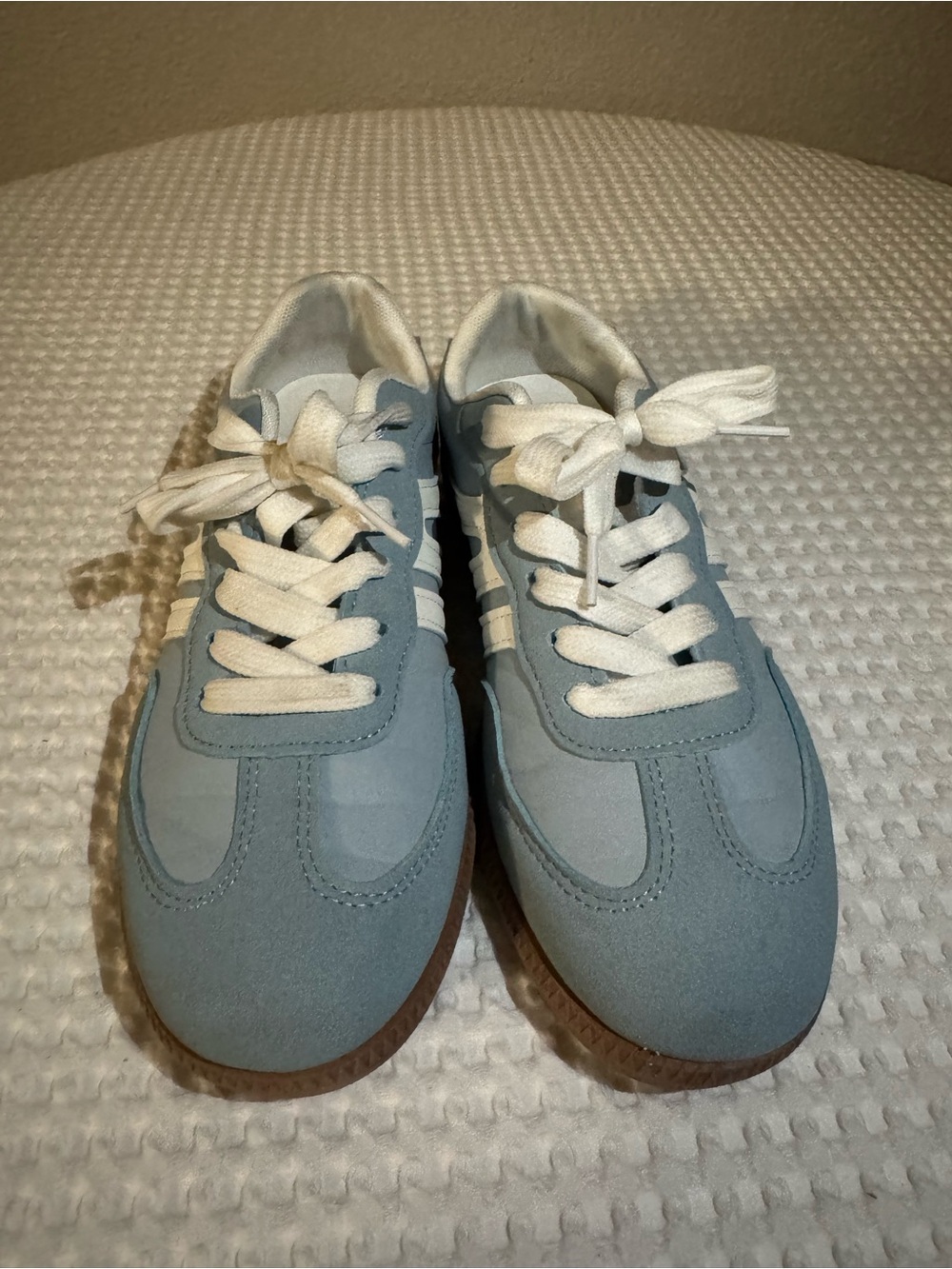 Kids Light Blue Lace-Up Sneakers